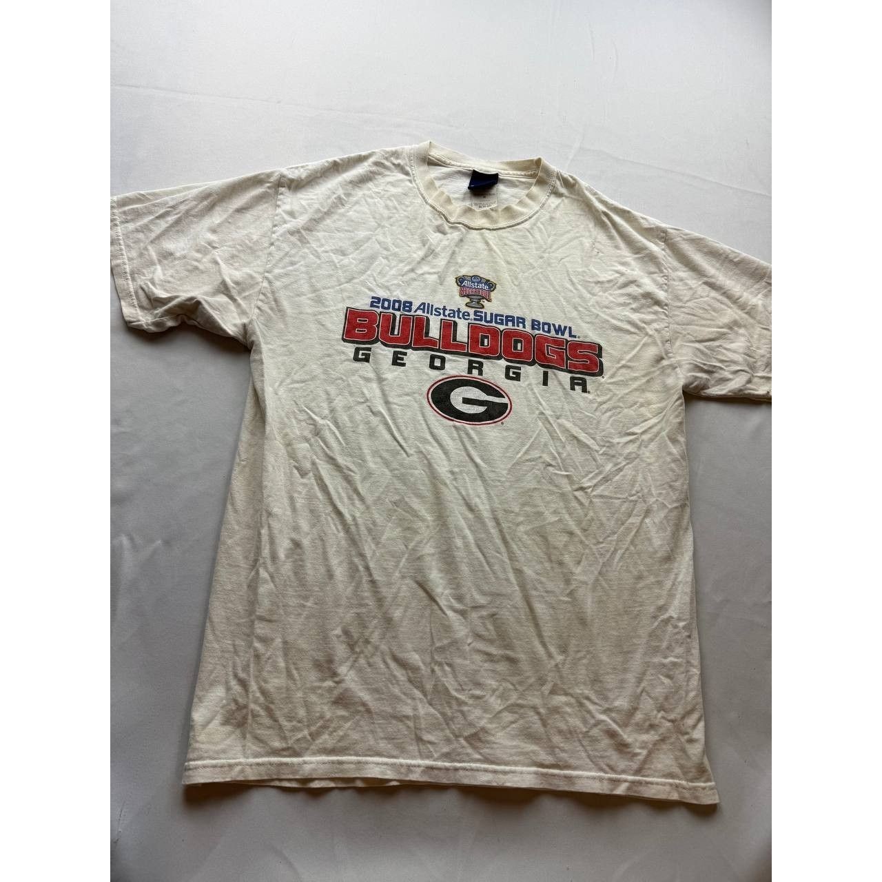 Allstate Sugar Bowl Tshirt Football Georgia Bulldogs 2008 White Medium Ovb